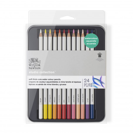 Set De 24 Crayons De Couleur Aquarellables Studio Collection Winsor Et Newton pas cher