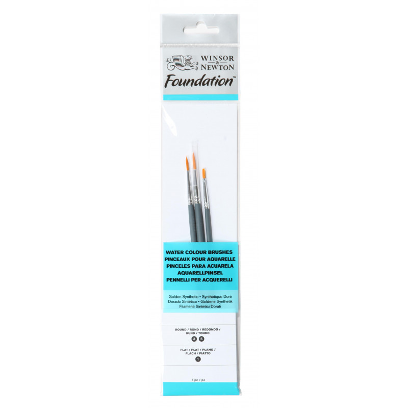Assortiment 3 Pinceaux Manche Court Ronds N°3 Et 5 / Plat N°6 - Winsor Et Newton pas cher