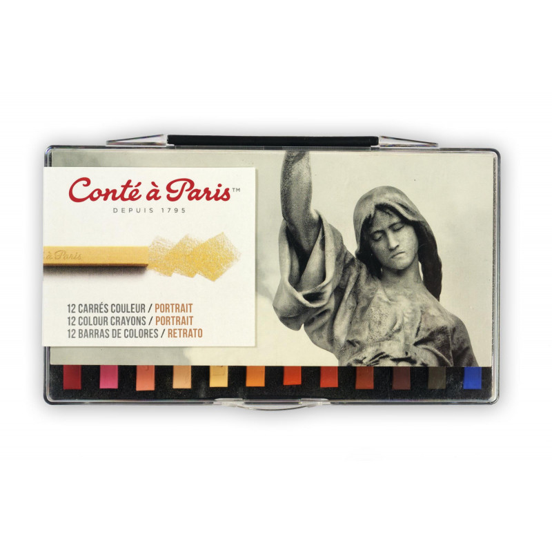 photo-Carrés couleur - Coffret de 12 couleurs - Pour portrait - Esquisse - Conté à Paris