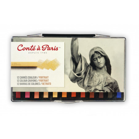 photo-Carrés couleur - Coffret de 12 couleurs - Pour portrait - Esquisse - Conté à Paris