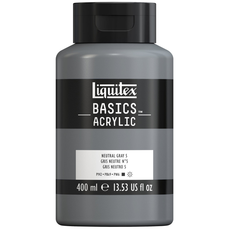 photo-Peinture acrylique - Gris neutre 5 - 599 - Liquitex Basics acrylic - Pot 400ml