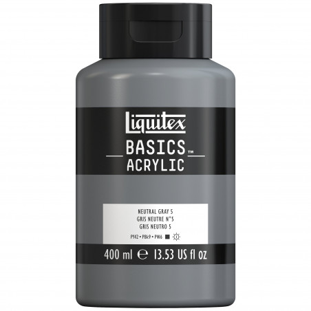 photo-Peinture acrylique - Gris neutre 5 - 599 - Liquitex Basics acrylic - Pot 400ml