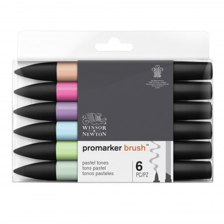 photo-Feutres - Promarker Brush - 6 couleurs - Tons pastels - Winsor et Newton