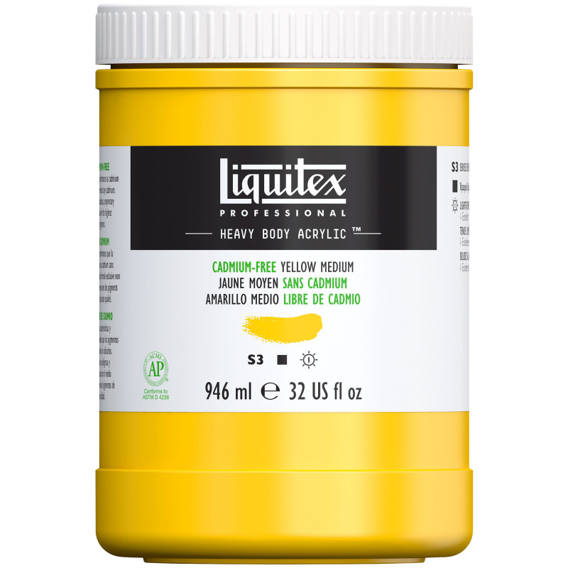 Peinture Acrylique en bidon - jaune moyen sans cadmium - Liquitex Heavy Body pas cher
