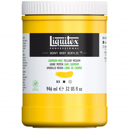 Peinture Acrylique en bidon - jaune moyen sans cadmium - Liquitex Heavy Body pas cher
