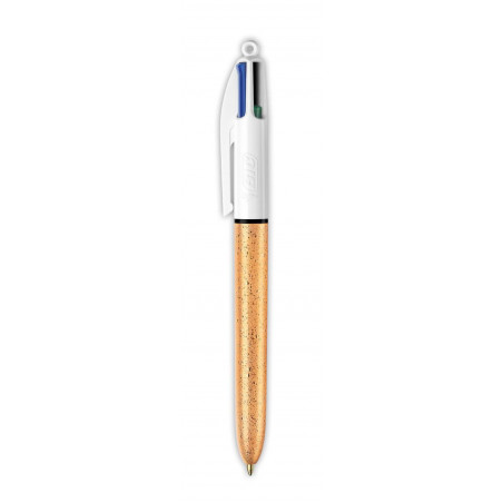 photo-Stylo bille - 4 couleurs - Pointe moyenne - Bic - Corps or doré
