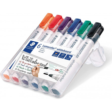 Lot De 6 Marqueurs Effaçable À Sec - Lumocolor Whiteboard Marker Staedtler | Surdiscount