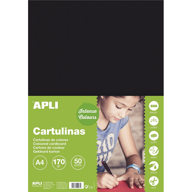 photo-Carton de couleur noir A4 170 g 50 feuilles - Apli