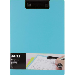 photo-Porte-bloc - Pour documents A4 - Avec rabat - Clip métal noir - PVC - Bleu