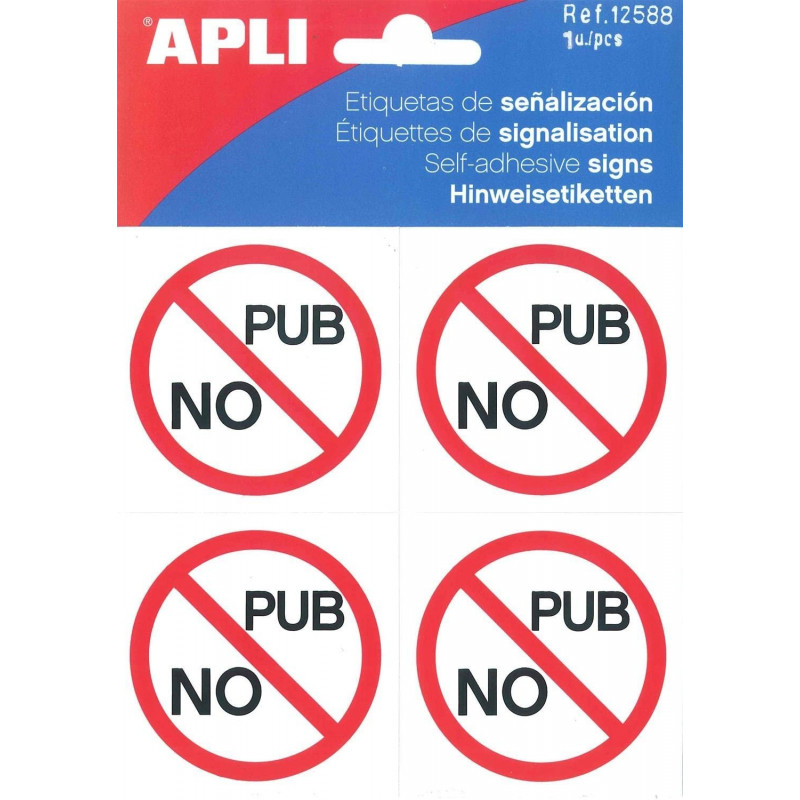 Étiquette De Signalisation - No Pub - 5,7 X 5,7 Cm - Apli pas cher