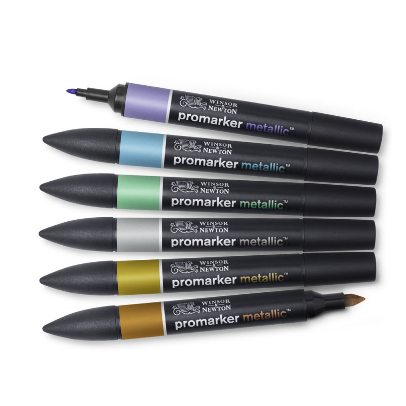 Lot de 6 feutres Promaker Metallic - Winsor et Newton | Surdiscount