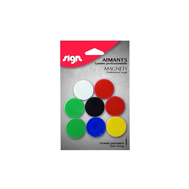 Lot De 8 Aimants Ronds Diamètre De 30 Mm - Assortiment - Sign pas cher