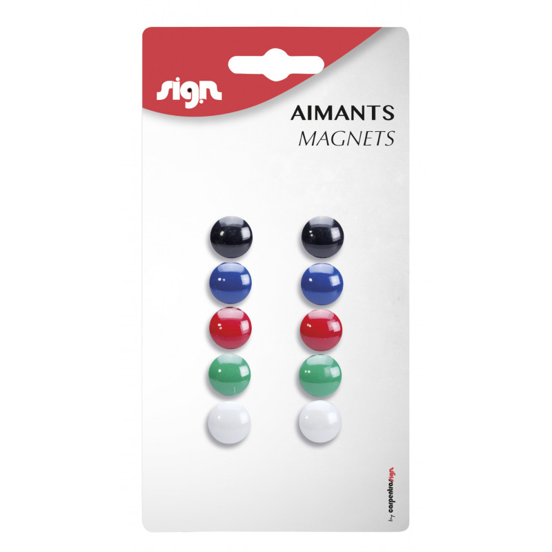 Lot De 10 Aimants Ronds Diamètre De 9 Mm - Assortiment - Sign pas cher