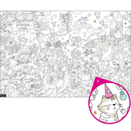 Coloriage Géant Pour Enfants Monde Féerique 80 X120 Cm pas cher