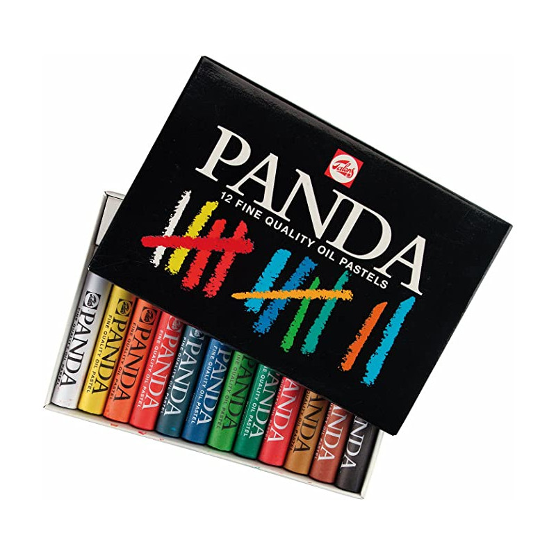 photo-Pastels à l'huile - Boîte de 12 couleurs - Dessin - Beaux-arts - Panda - Talens
