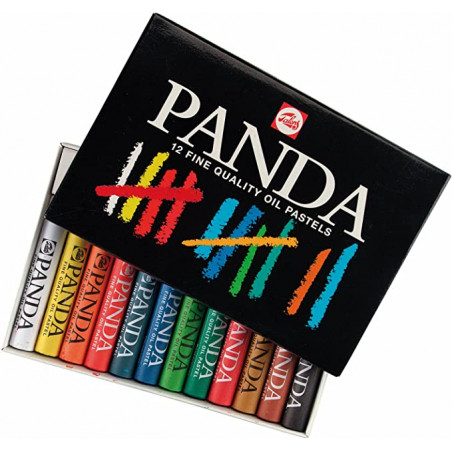 photo-Pastels à l'huile - Boîte de 12 couleurs - Dessin - Beaux-arts - Panda - Talens