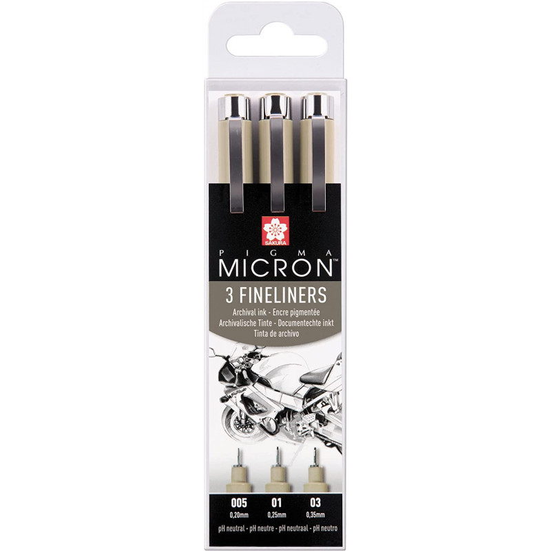 Etui De 3 Feutres Pigma Micron Noir 005/01/03 Sakura pas cher