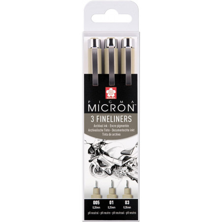 Etui De 3 Feutres Pigma Micron Noir 005/01/03 Sakura pas cher