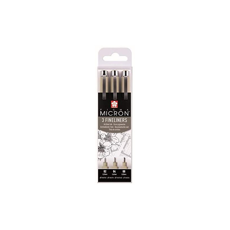 Etui de 3 feutres pigma micron 02,04,08 noir - Sakura pas cher