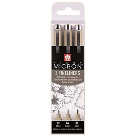 Etui de 3 feutres pigma micron 02,04,08 noir - Sakura pas cher