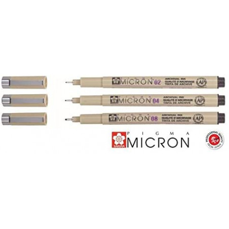 Etui de 3 feutres pigma micron 02,04,08 noir - Sakura | Surdiscount