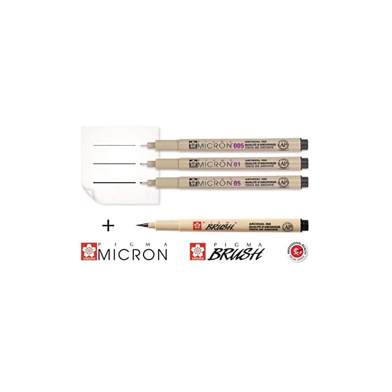 Etui De 6 Feutres Pigma Micron Noir + 1 Feutre Brush Sakura | Surdiscount-15826