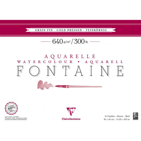 photo-Bloc - Peinture aquarelle - Grain fin - 36x48cm - 640g - Clairefontaine - Fontaine