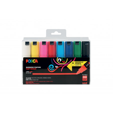 SET 8 MARQUEURS POINTE OGIVE ASSORTIS PC7M - POSCA pas cher