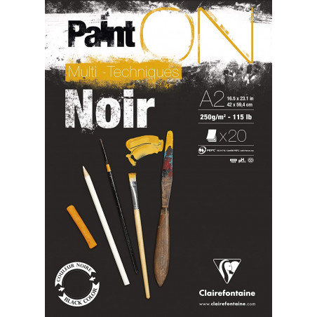 photo-Bloc - A2 - Multi techniques - Noir - 30 feuilles - 250g - Clairefontaine - Paint'On