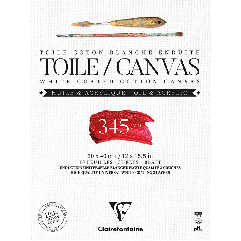 Bloc Toiles - Fleur De Lys - 30 X 40 Cm - 10 Feuilles - Clairefontaine pas cher