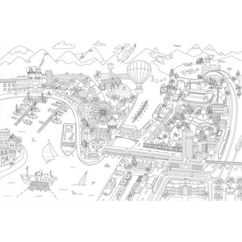 Coloriage Géant Pour Enfants La Ville 80 X120 Cm | Surdiscount