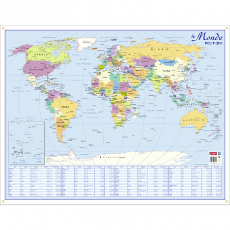 Carte Murale Pelliculée Monde Politique 66 X 84,5 Cm | Surdiscount