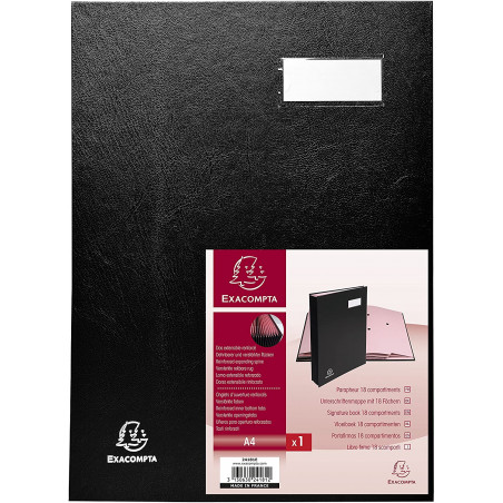 Parapheur 18 Compartiments Noir 24 X 32 Cm - Exacompta pas cher