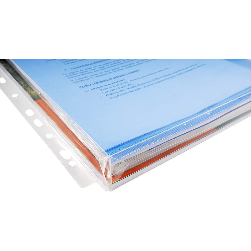 Exacompta - 100 Pochettes Perforées Cristal - Format A4, 11 Trous, Ouverture Haut Et Côté - Polypropylène 6/100ème