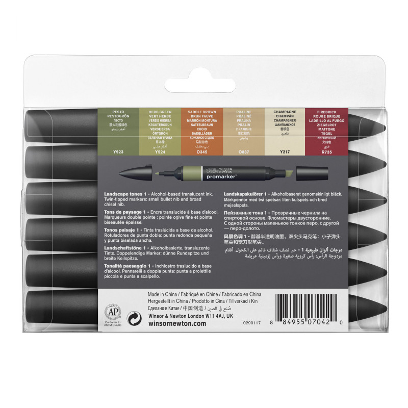 Lot de 6 Feutres Promarker - Paysage - Winsor et Newton | à seulement 14,95 €