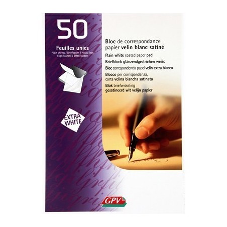 Bloc de correspondance 50 feuilles unies - A4 - 90g - GPV