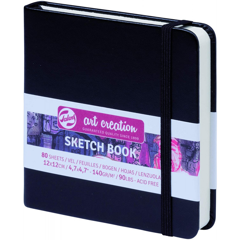 Carnet à croquis Talens Art Creation – Noir – 12 × 12 cm – 80 feuilles – 140 g/m²