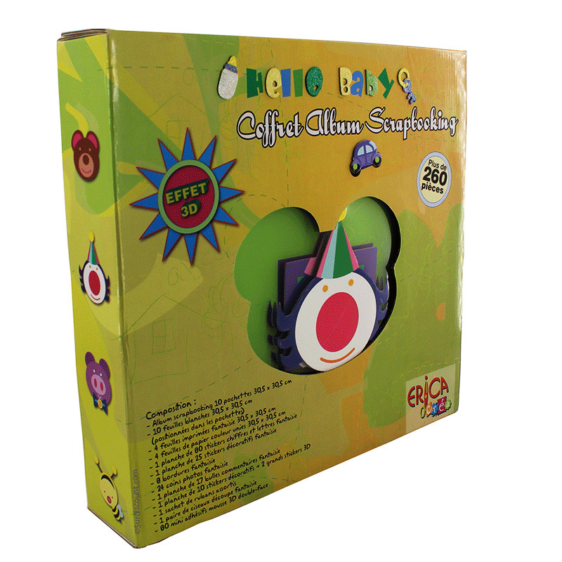 Coffret Naissance Album Scrapbooking - Clown pas cher