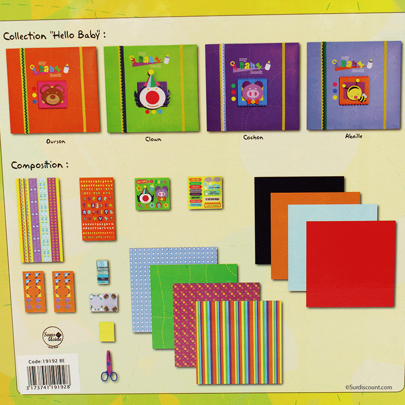 Coffret Naissance Album Scrapbooking - Clown | Surdiscount