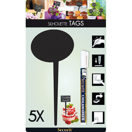 Lot De 5 Ardoises Silhouette - Bulle - Feutre + Craie - Securit pas cher