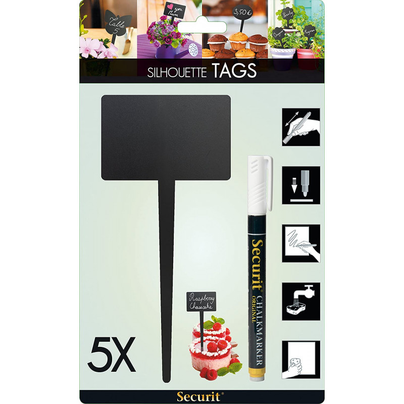 Lot De 5 Ardoises Silhouette - Rectangle - Feutre + Craie - Securit pas cher