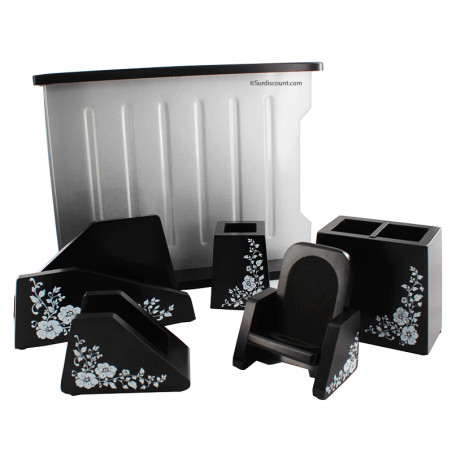 Ensemble De Bureau -6 Pièces - Noir Laque | Surdiscount