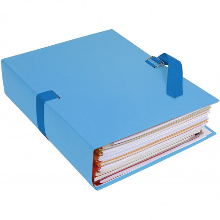 photo-Chemise à sangle - Bleu clair - Dos extensible - 24x32cm - Carton - Classement - Exacompta