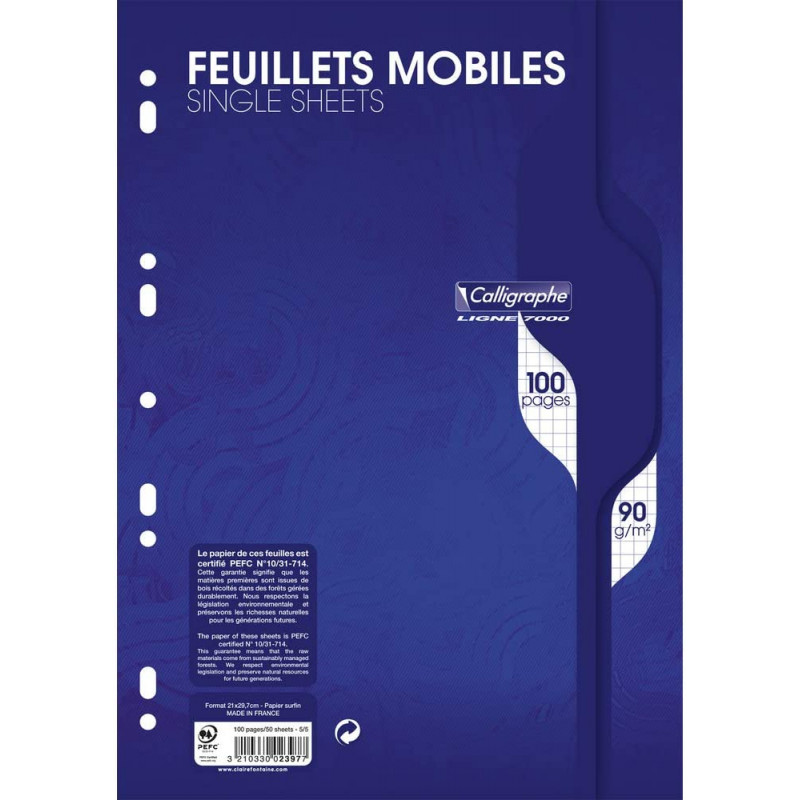 photo-Copies simples - Blanche - Petits carreaux - A4 - 100 feuilles - Clairefontaine