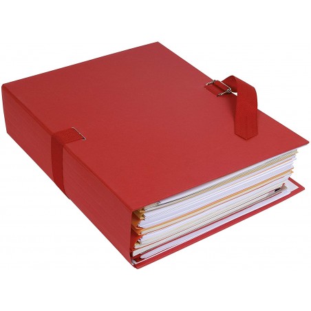 photo-Chemise à sangle - Rouge - Dos extensible - 24x32cm - Carton - Classement - Exacompta