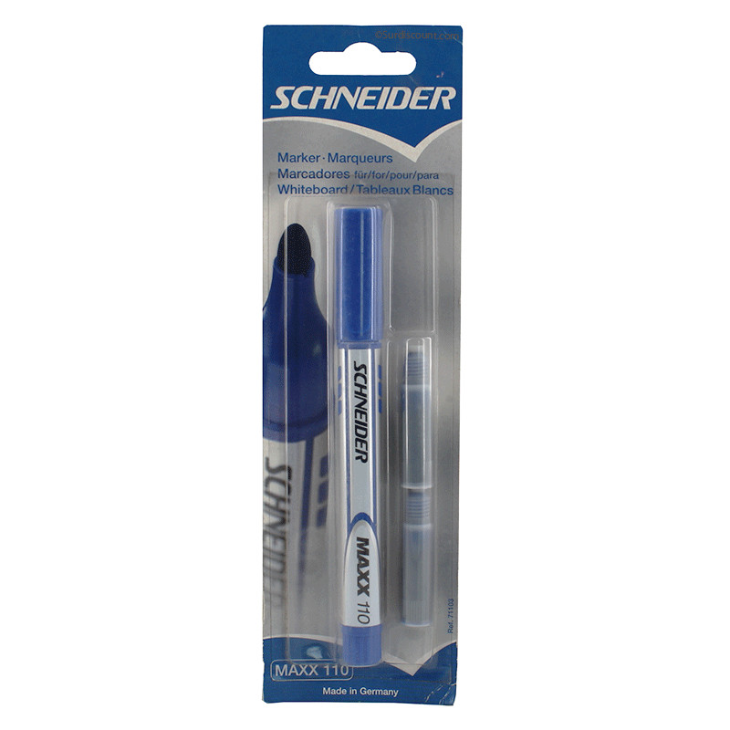 Marqueur Bleu Tableau Blanc + 2 Cartouches - Schneider pas cher