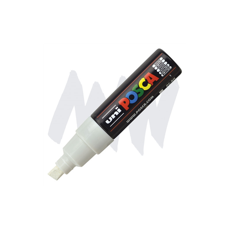 MARQUEUR POINTE LARGE BISEAUTEE - BLANC - PC8K - POSCA pas cher