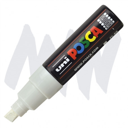 MARQUEUR POINTE LARGE BISEAUTEE - BLANC - PC8K - POSCA pas cher