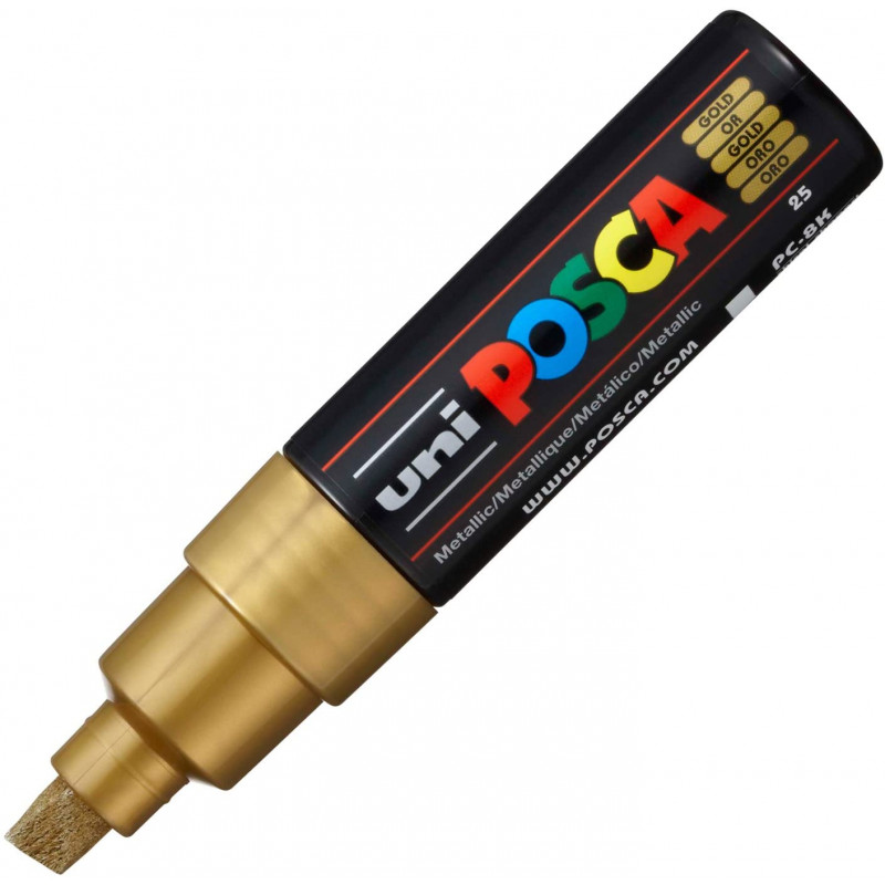 MARQUEUR POINTE LARGE BISEAUTEE - OR - PC8K - POSCA pas cher
