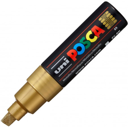 MARQUEUR POINTE LARGE BISEAUTEE - OR - PC8K - POSCA pas cher